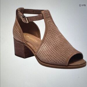 Koolaburra by UGG Ashlyn Sandals Womens 12 Brown Suede Open Toe Block Heel